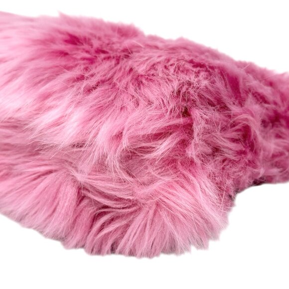 PRADA Vintage Logo Faux Fur Clutch Bag Pelliccia Zip Pink Silver [106049] - Picture 7 of 11